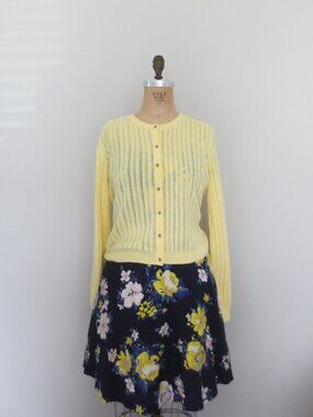 GAP Yellow Pointelle Button Front Cotton Cardigan